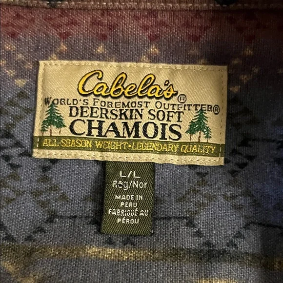 Cabela's Chamois Deerskin Soft Flannel Button Down Shirt Mens L Southwest Aztec - Picture 3 of 10